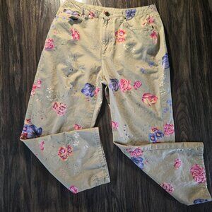 LIZ CLAIBORNE Boho Style Floral Brushed Cotton Capri Pants NWOT/6